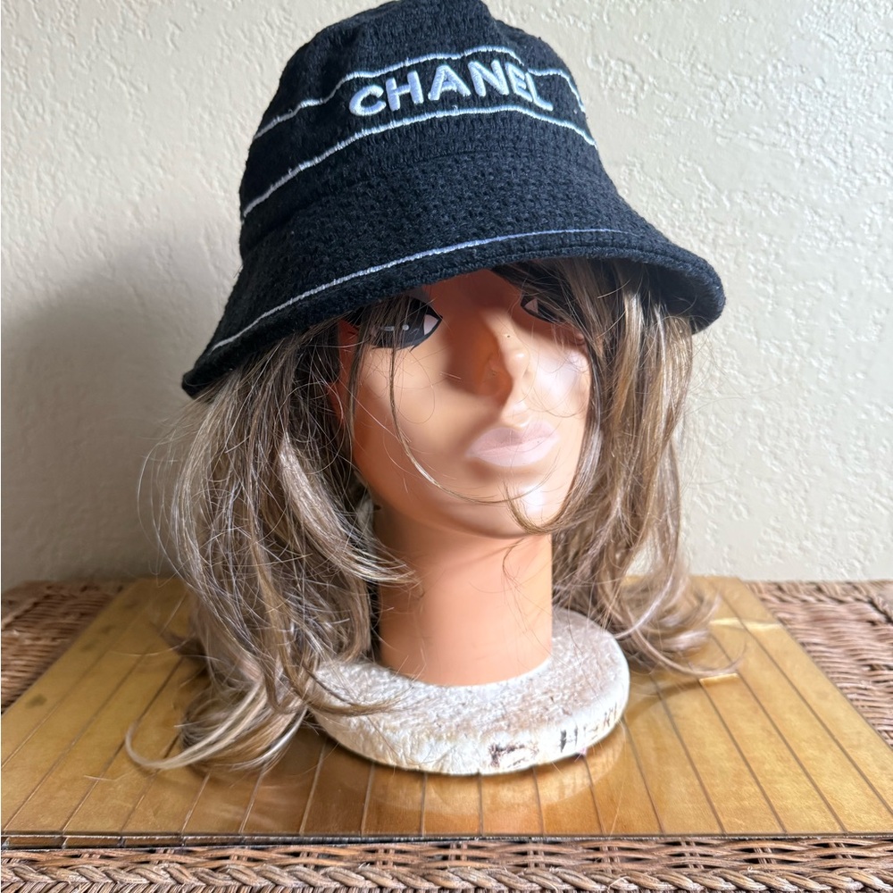 Chanel black-and-white tweed bucket hat Inn at Spanish Bay Carmel Calif